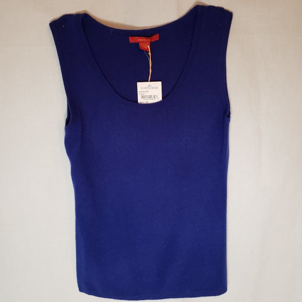 Saffron Cobalt Cashmere Sleeveless Sweater Sz XS